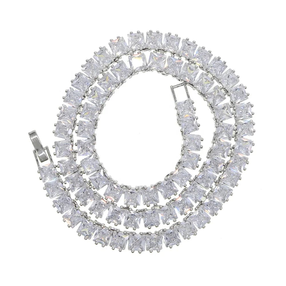 ICED OUT bling silver women jewelry square cz tennis chain necklace for women wedding jewelry