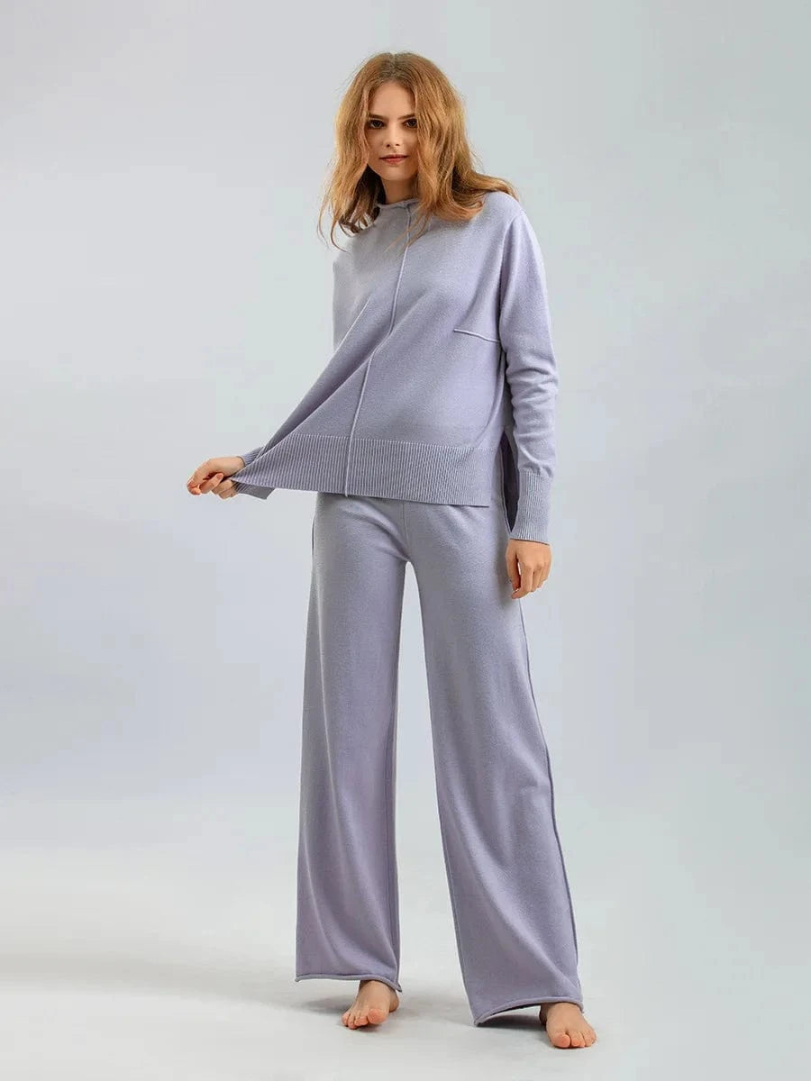 IHOOV Knitted Sweater and Wide-Leg Pants Set for Women