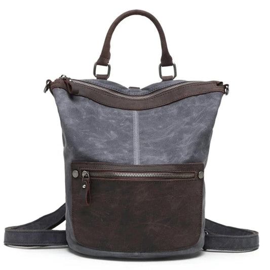 In Stocks Fashion water-proof Canvas Leather Travel Backpack Custom OEM&ODM backpack for women