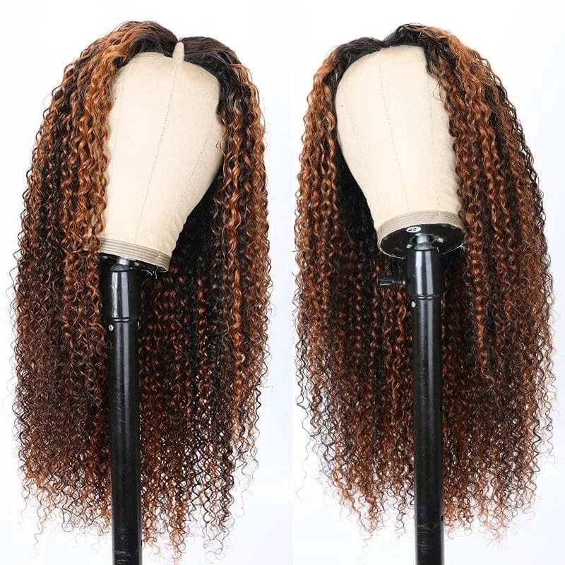 Indian Glueless No Leave Out Double Weft Hair Extension Raw Cuticle Aligned Burmese  Kinky Curly Human Hair Perruques V Part Wig