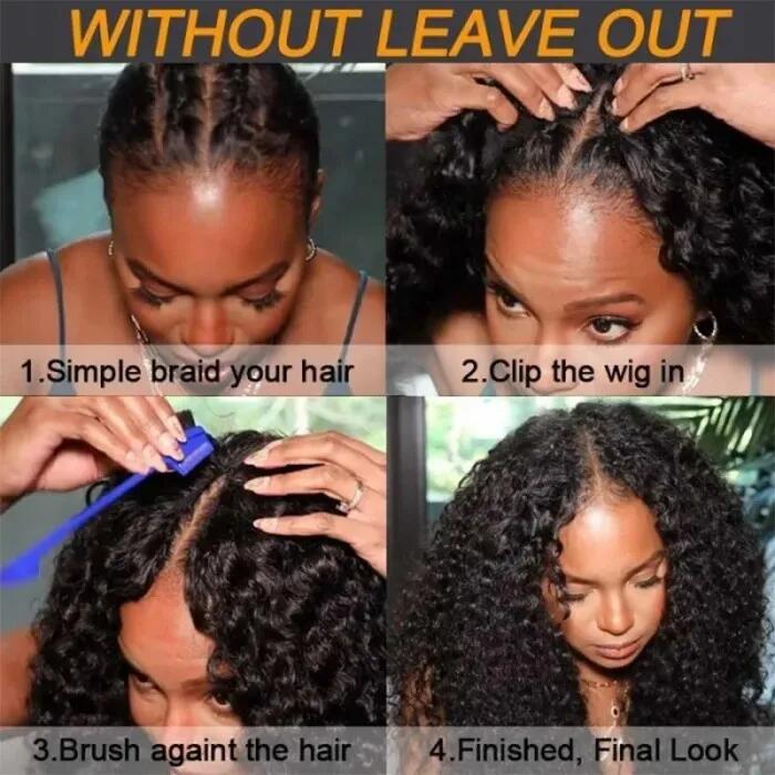 Indian Glueless No Leave Out Double Weft Hair Extension Raw Cuticle Aligned Burmese  Kinky Curly Human Hair Perruques V Part Wig