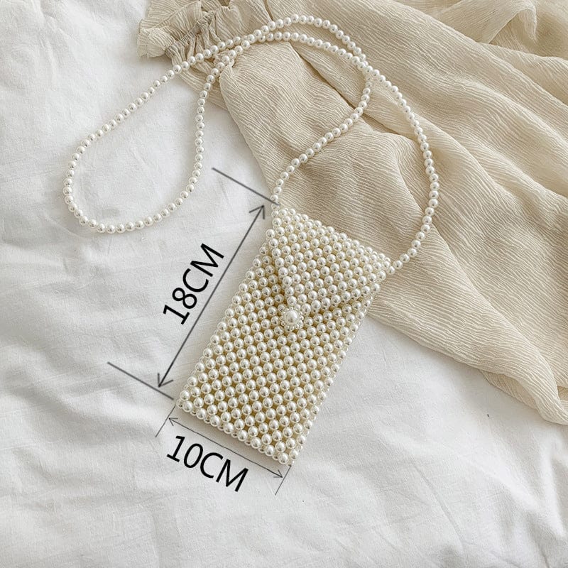 Ins Ladies Pearl Mini Clear Clutch Strap Baroque Evening Beach Crossbody Diy Hand Woven Handle Rice Beaded Purse For Girls