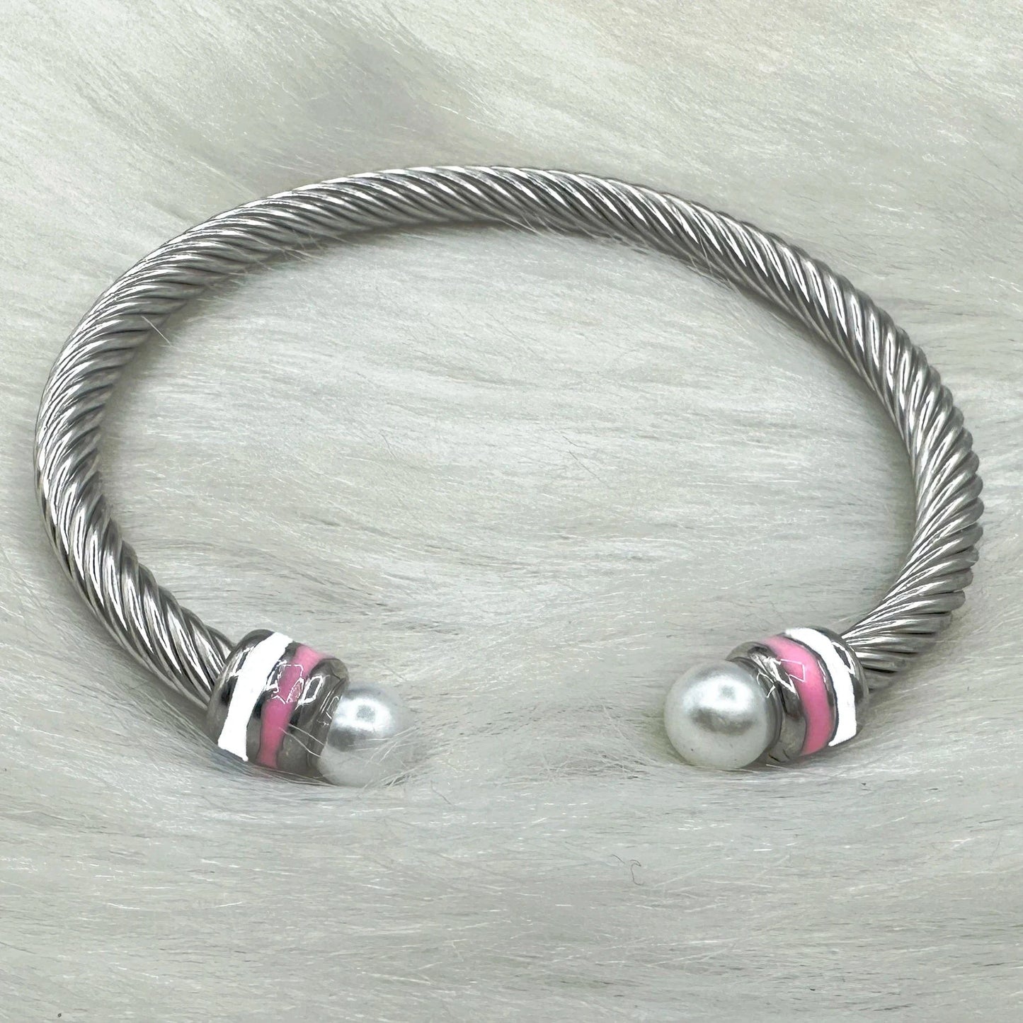 Iota Phi Lambda Custom Stainless Steel Green White Enamel Open Cable Bangle Bracelets Jewelry