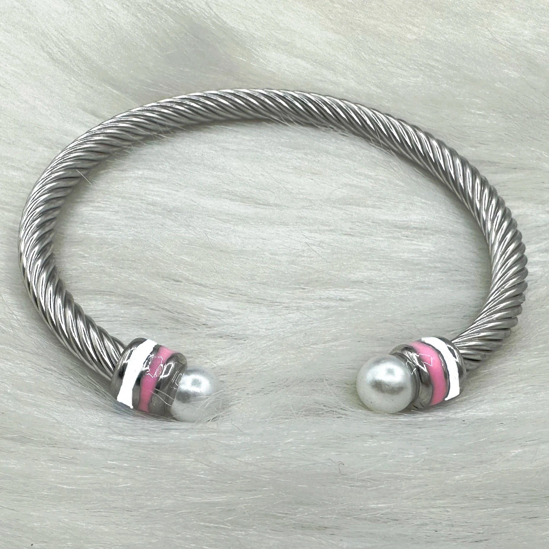 Iota Phi Lambda Custom Stainless Steel Green White Enamel Open Cable Bangle Bracelets Jewelry