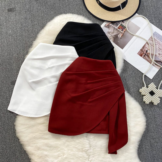 Irregular Short Skirt Women 2023 Summer New High Waist A-Line Skirt