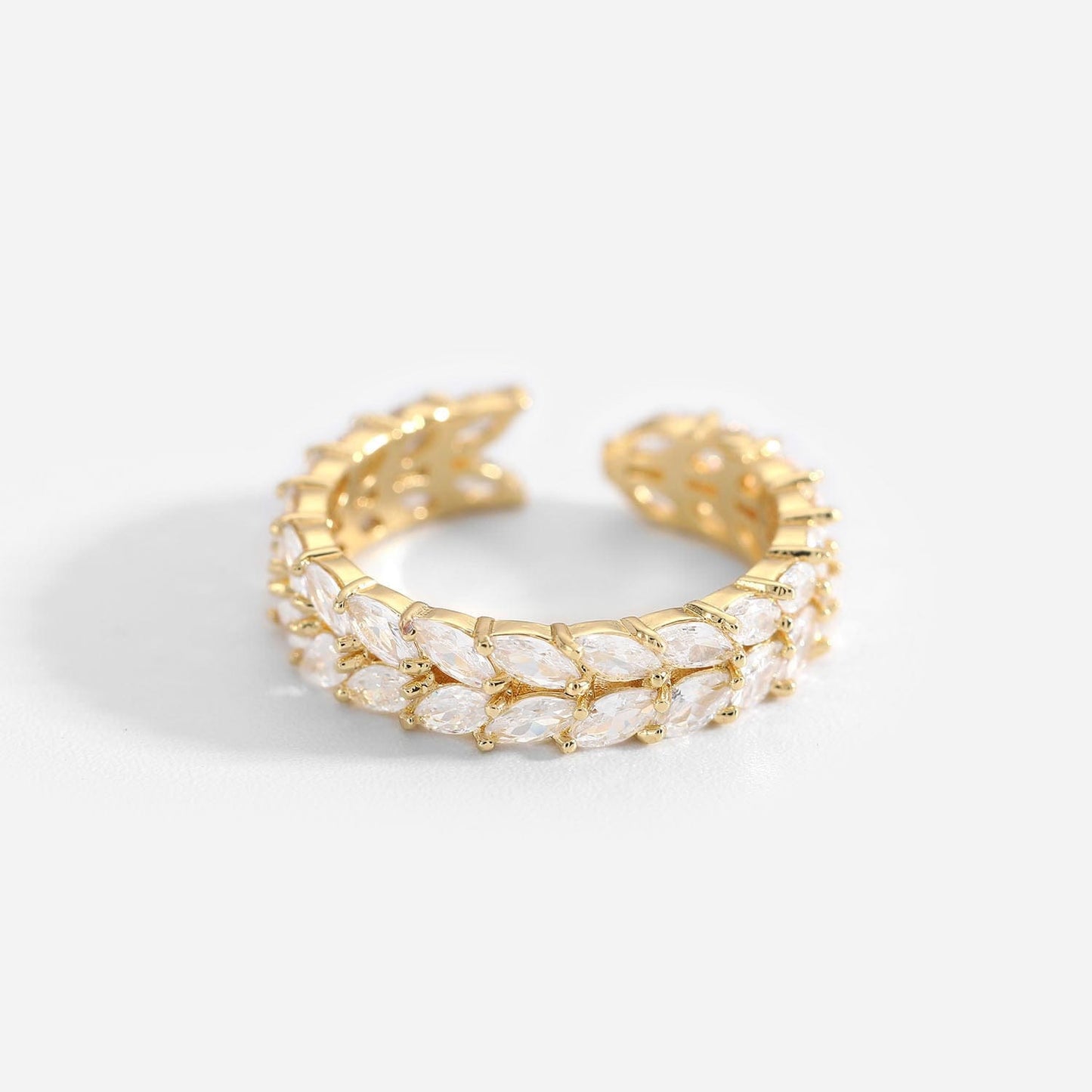 IVIAPRO Jewelry New Arrival 18K Gold Plated Geometric Cubic Zircon Open Rings For Women