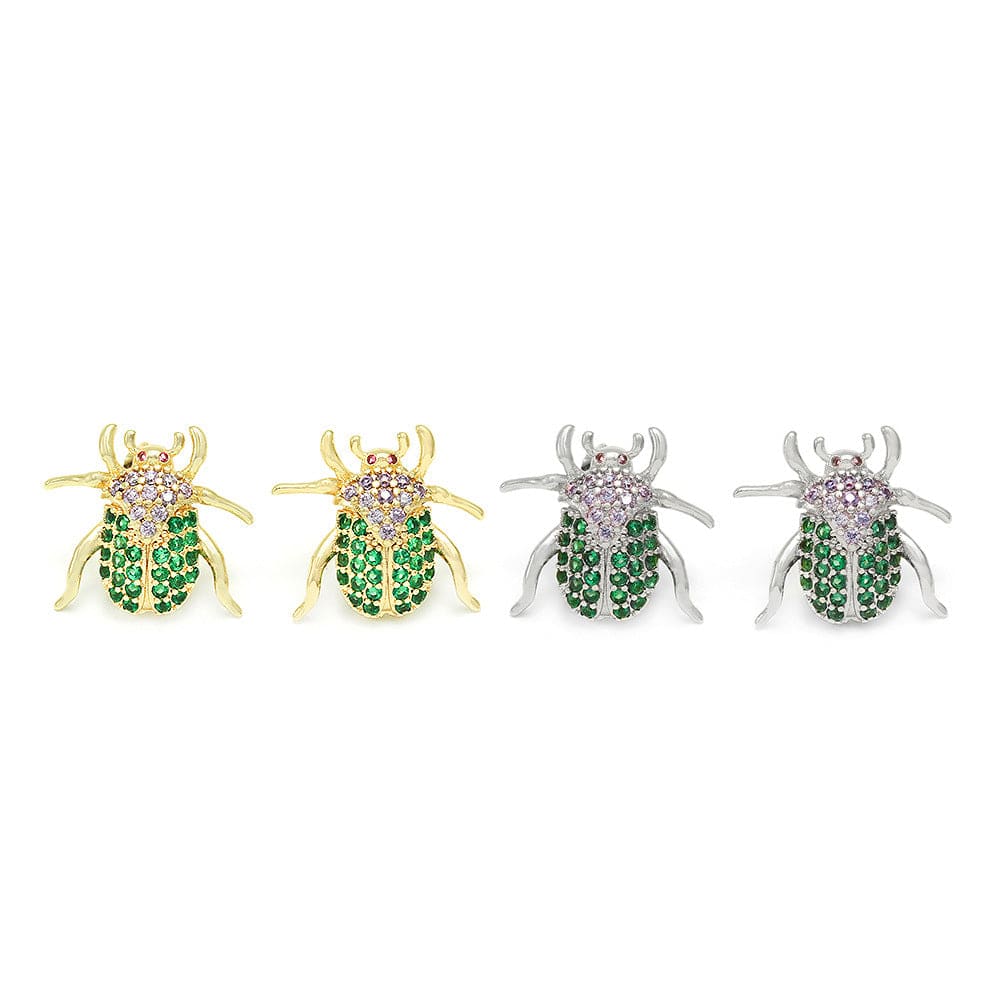 IVIAPRO New Arrival Brass 18K Gold Plated Cubic Zircon Cute Insects Stud Earrings For Women
