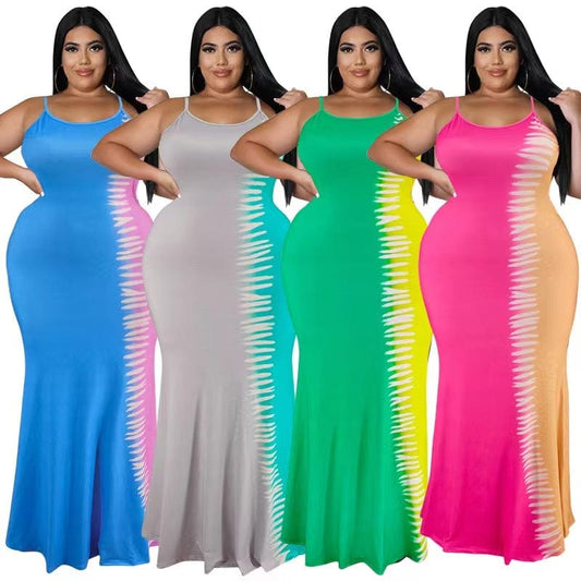 J&H 2023 new arrivals elegance S-5XL two tone maxi dress women mermaid party gowns summer fashion plus size evening dresses