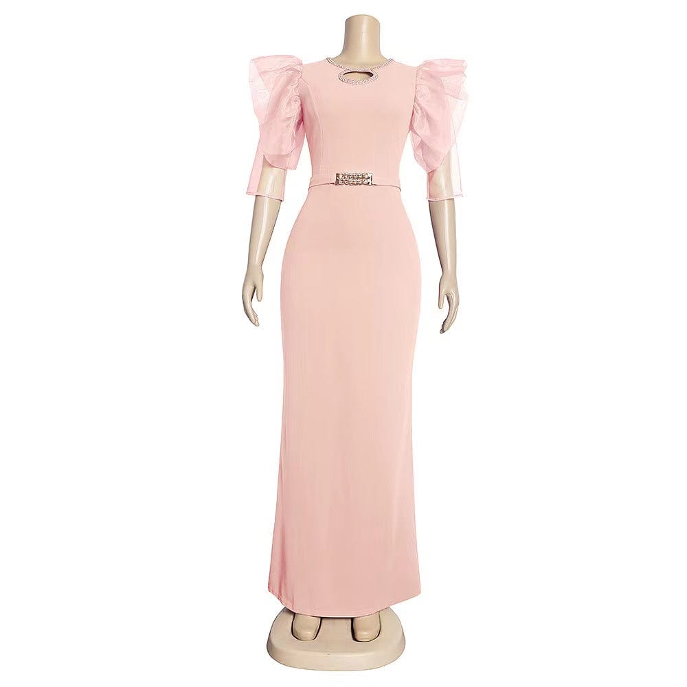 J&H 2023 new arrivals two tone loose maxi dress women v neck robes summer trendy kaftan dress free size