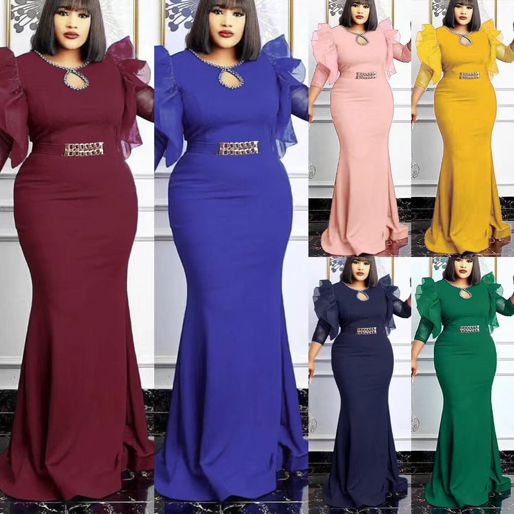 J&H 2023 new arrivals two tone loose maxi dress women v neck robes summer trendy kaftan dress free size