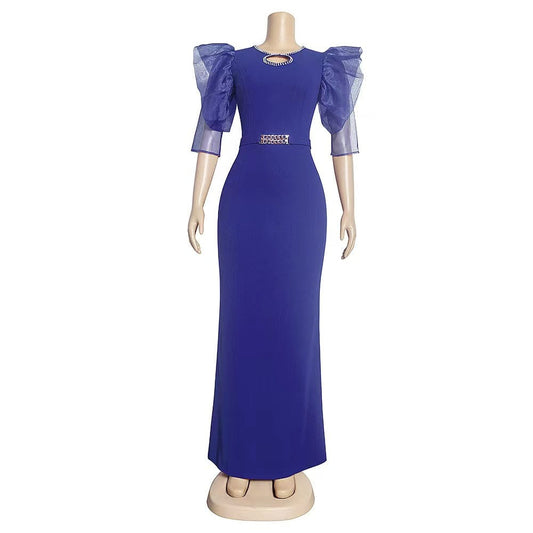 J&H 2023 new arrivals two tone loose maxi dress women v neck robes summer trendy kaftan dress free size