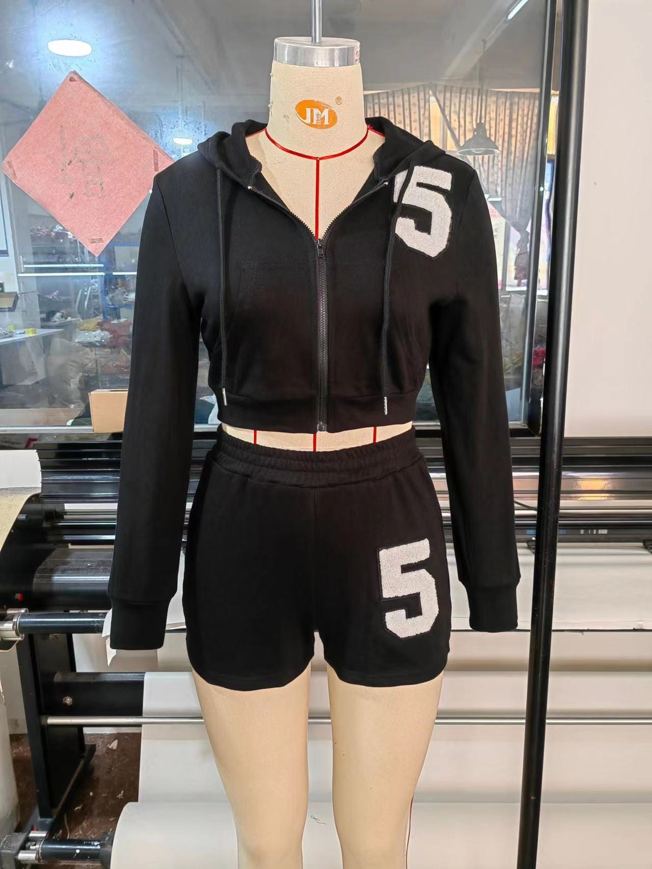 J&H 2023 new trendy Hooded fleece clothing letter printed 2 piece set women sexy fall outfits