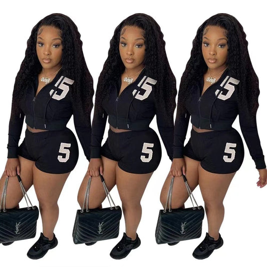 J&H 2023 new trendy Hooded fleece clothing letter printed 2 piece set women sexy fall outfits