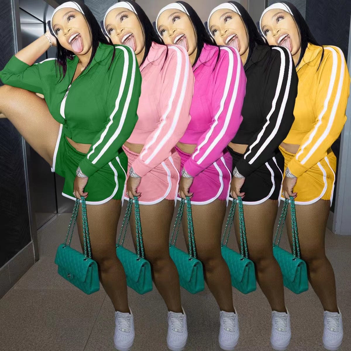 J&H 2023 new trendy Hooded fleece zipper clothing 2 piece set women New York Met sexy casual fall outfits