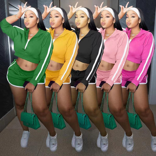J&H 2023 new trendy Hooded fleece zipper clothing 2 piece set women New York Met sexy casual fall outfits