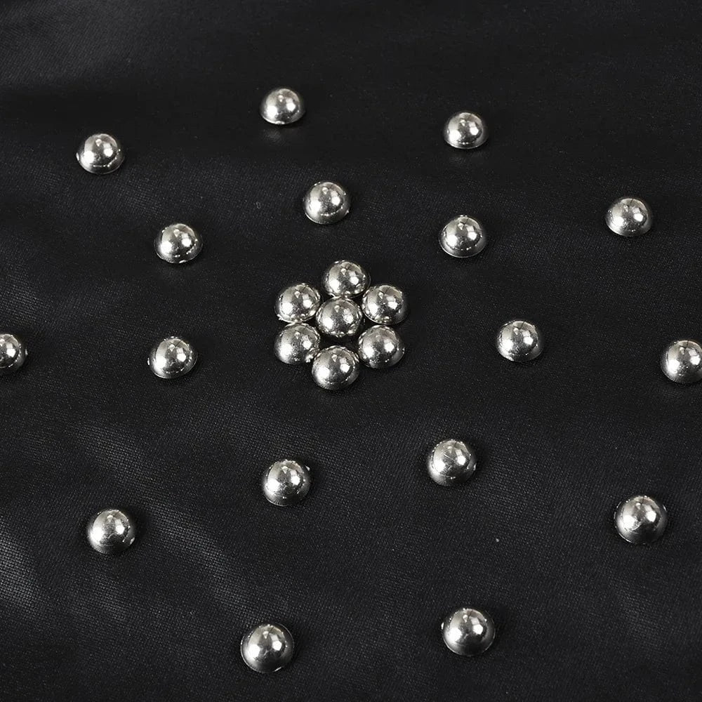 J&H  2024 Spring New Women's Crop Tops Fashion Beaded Pu Leather Round Neck Long Sleeve Tops Women's Sexy T-shirts