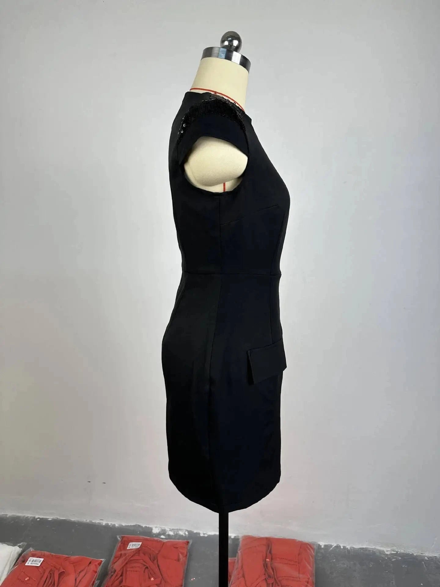 J&H Women's Clothing Lady Dresses Ladies Summer Temperament Sequined Slim Hip Little Black Women Casual Dress