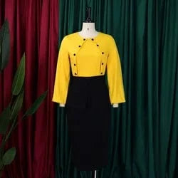 J&HLatest Design Autumn&winter Ladies Office Outfits For Women Long Sleeve Top And Wrap Hip Skirt Sets For Women Two Pieces