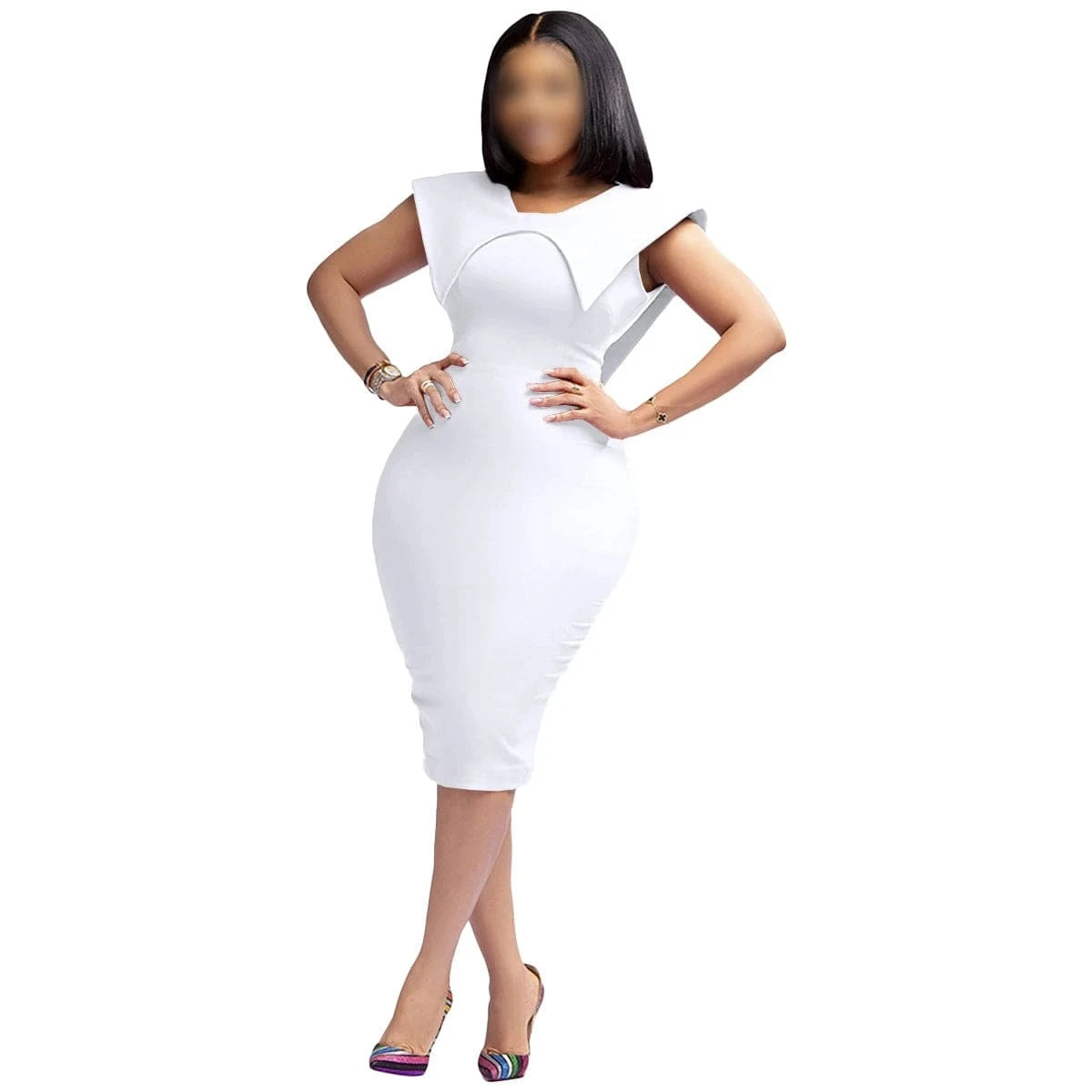 J&HNew Arrivals Spring Summer Ladies Office Dress Sleeveless Square Neck Split Pencil Dresses For Ladies Career Dresses