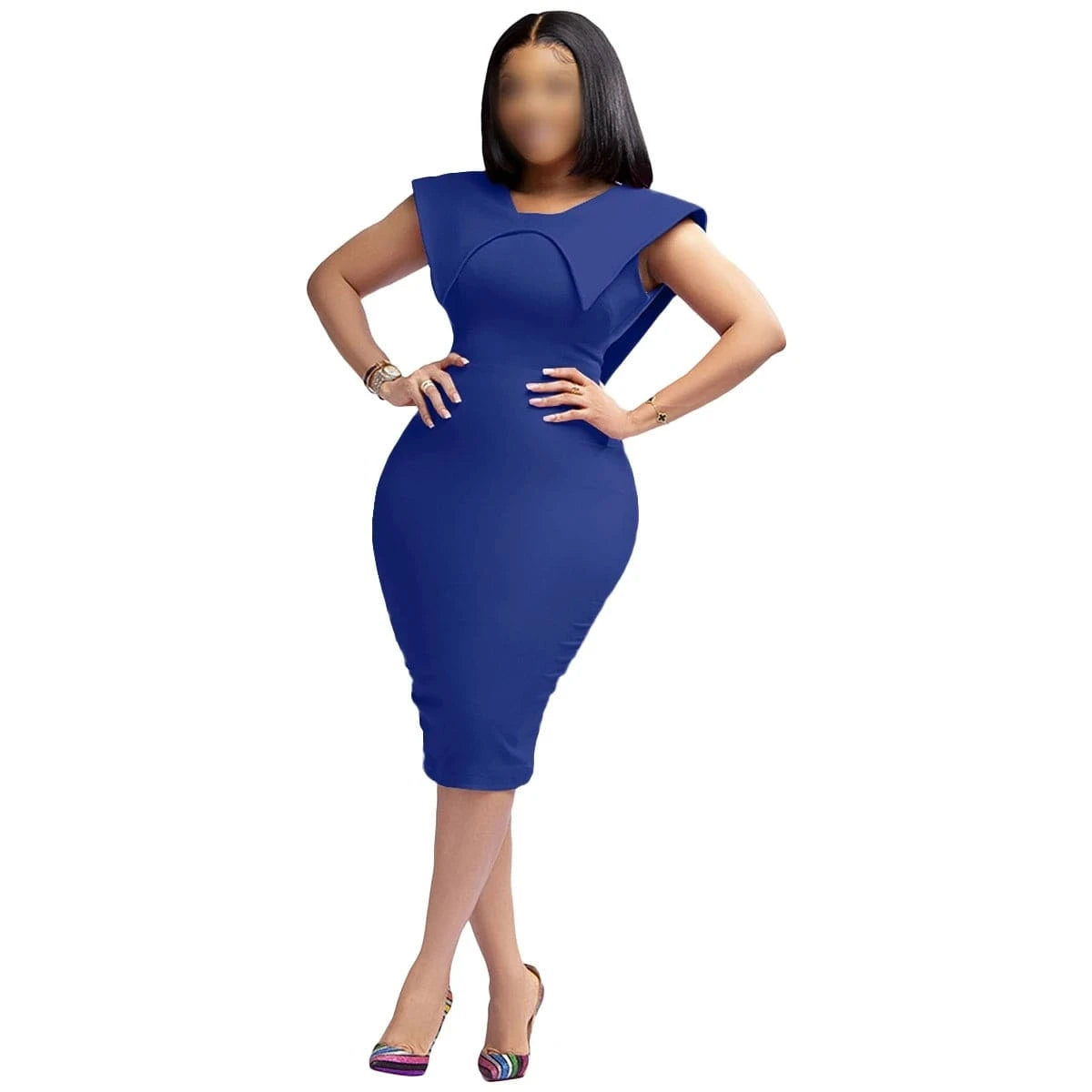 J&HNew Arrivals Spring Summer Ladies Office Dress Sleeveless Square Neck Split Pencil Dresses For Ladies Career Dresses