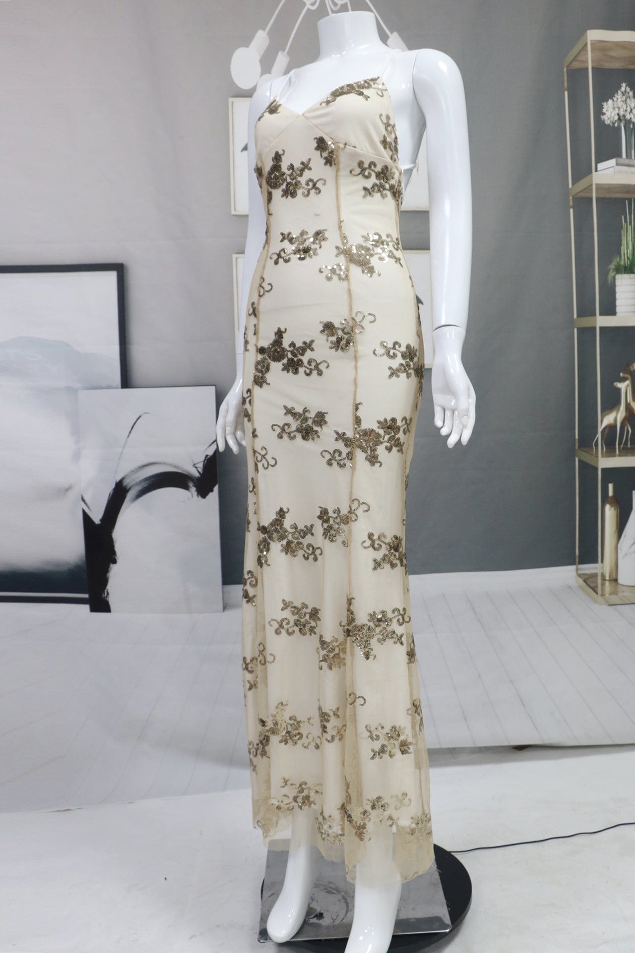 J9050 Women's Evening Dress Gold Prom Dress Bling Mermaid Sequined Ladies Formal Wear Gowns