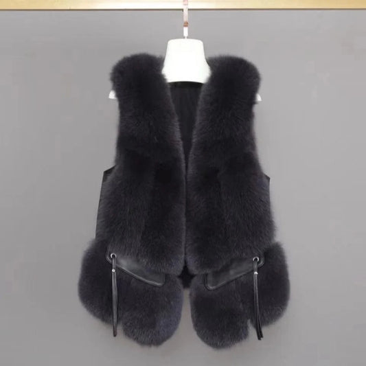 Jackets For Women 2022 Faux Fox Sleeveless Winter Coat Plus Size Vest For Women