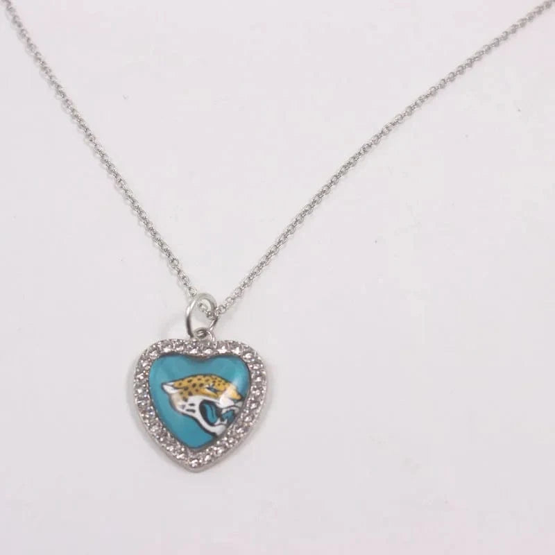jaguars New Arrival 32 designs rhinestone heart American football pendant charms accessories stainless steel necklace heart necklace