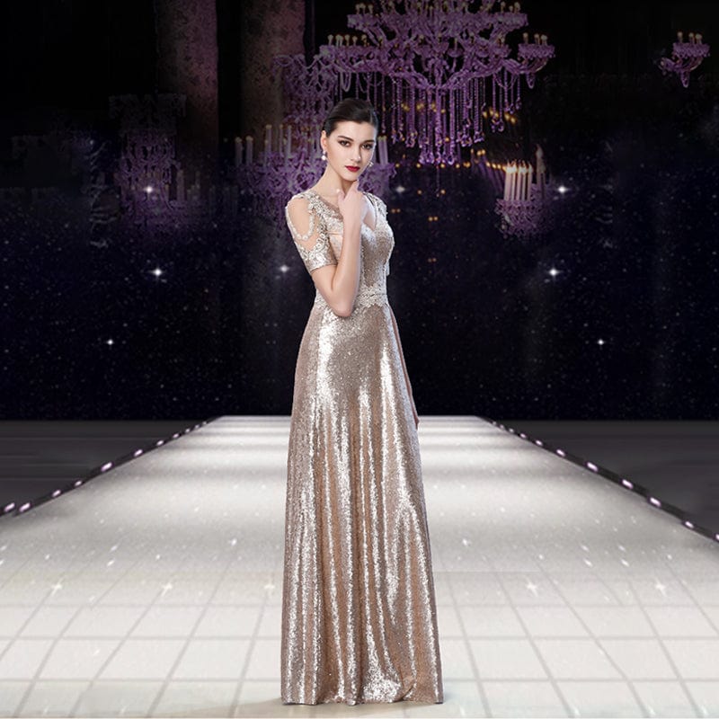 Jancember LC02 Sexy V-neck Long Sleeve Gown Mother Of The Bride Evening Dress