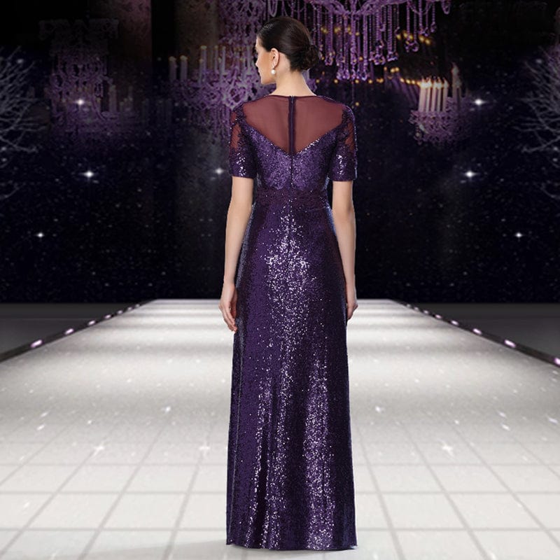 Jancember LC02 Sexy V-neck Long Sleeve Gown Mother Of The Bride Evening Dress