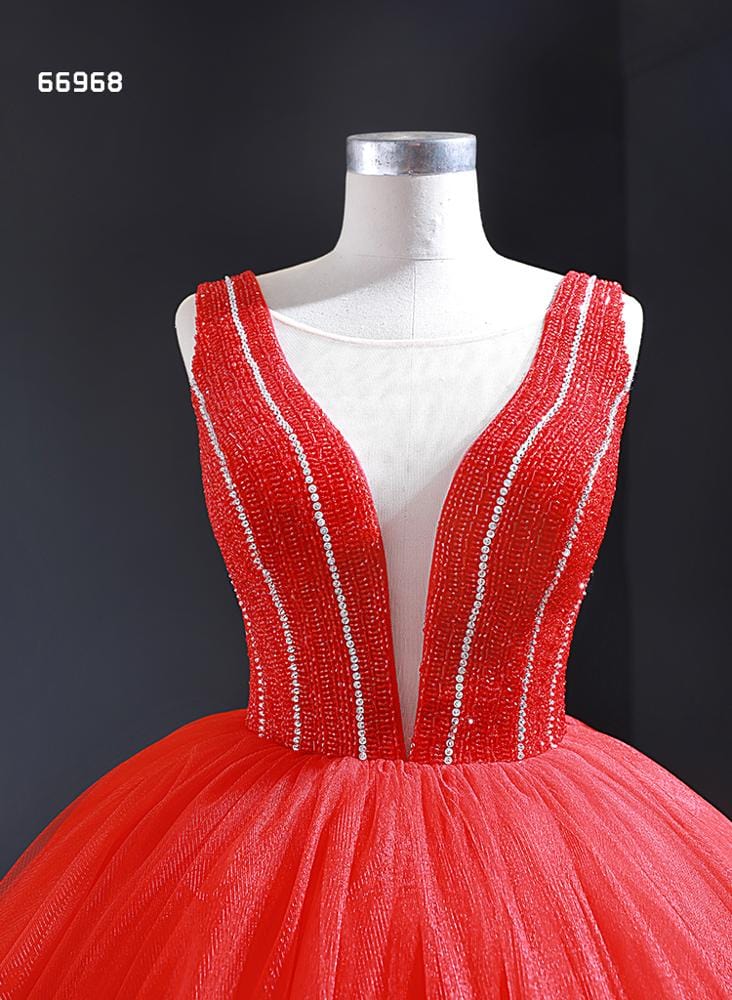 Jancember RSM66968 red prom heavy beaded elegant women cheap celebrity evening dresses