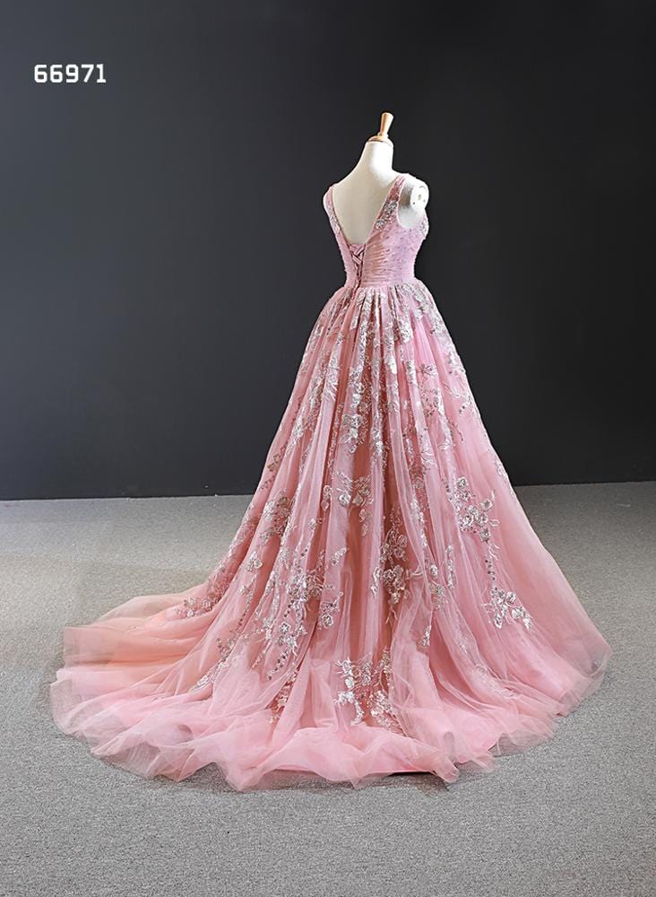 Jancember RSM66971 Fashion Design Satin Women A-line Party Sexy Lace Ladies Evening Dress