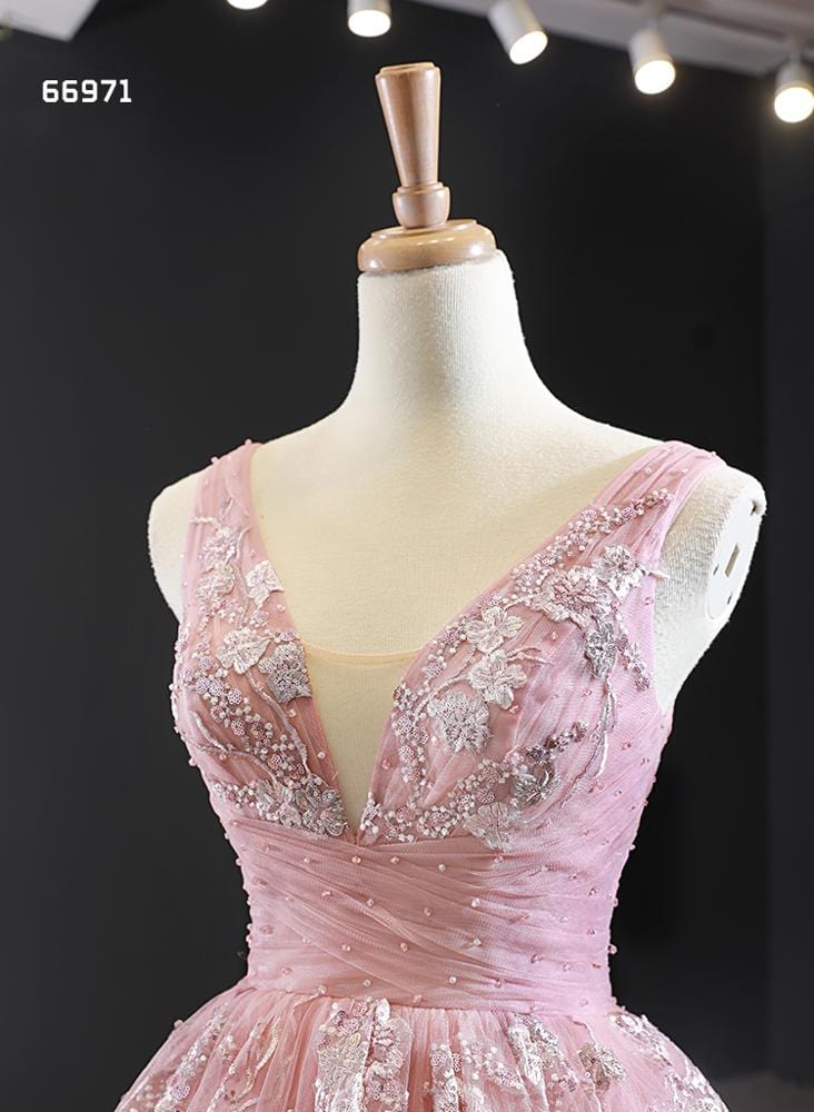 Jancember RSM66971 Fashion Design Satin Women A-line Party Sexy Lace Ladies Evening Dress