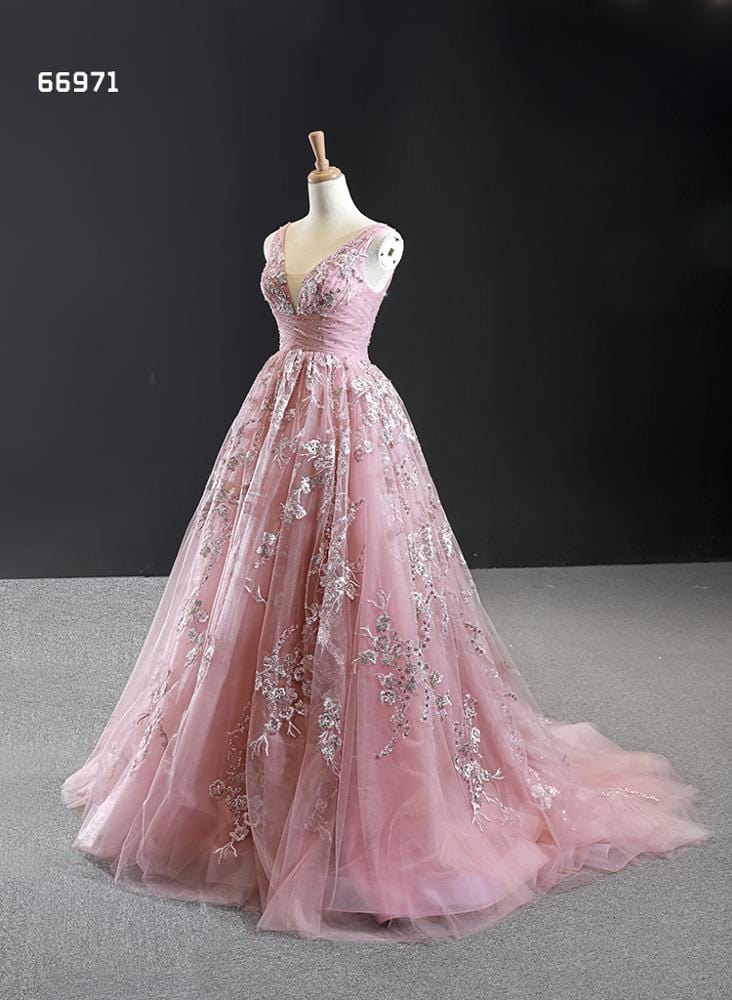 Jancember RSM66971 Fashion Design Satin Women A-line Party Sexy Lace Ladies Evening Dress