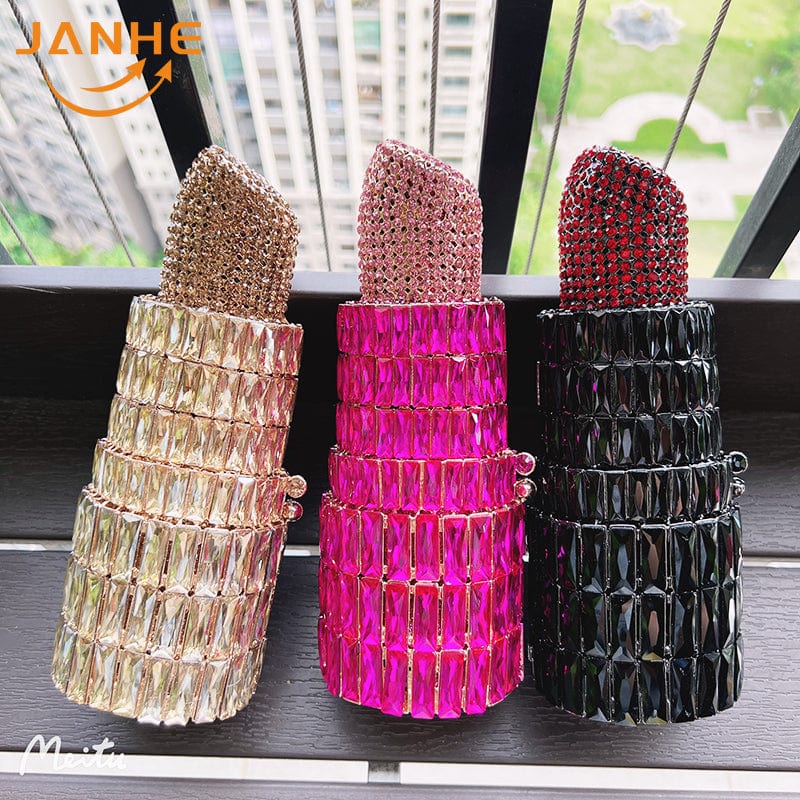 JANHE Bling sac a main bolsa Besg Sparkling Ladies Crystal Diamond Party Metal Evening Bags Popcorn Box Purse Handbags For Women