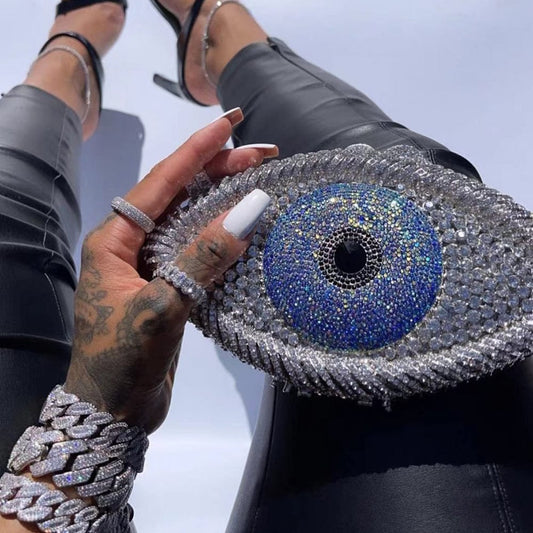 JANHE carteras Bolsas Female Lady Crystal Hand Bags Bling Eye Rhinestone Diamond women's clutches Evening Bags