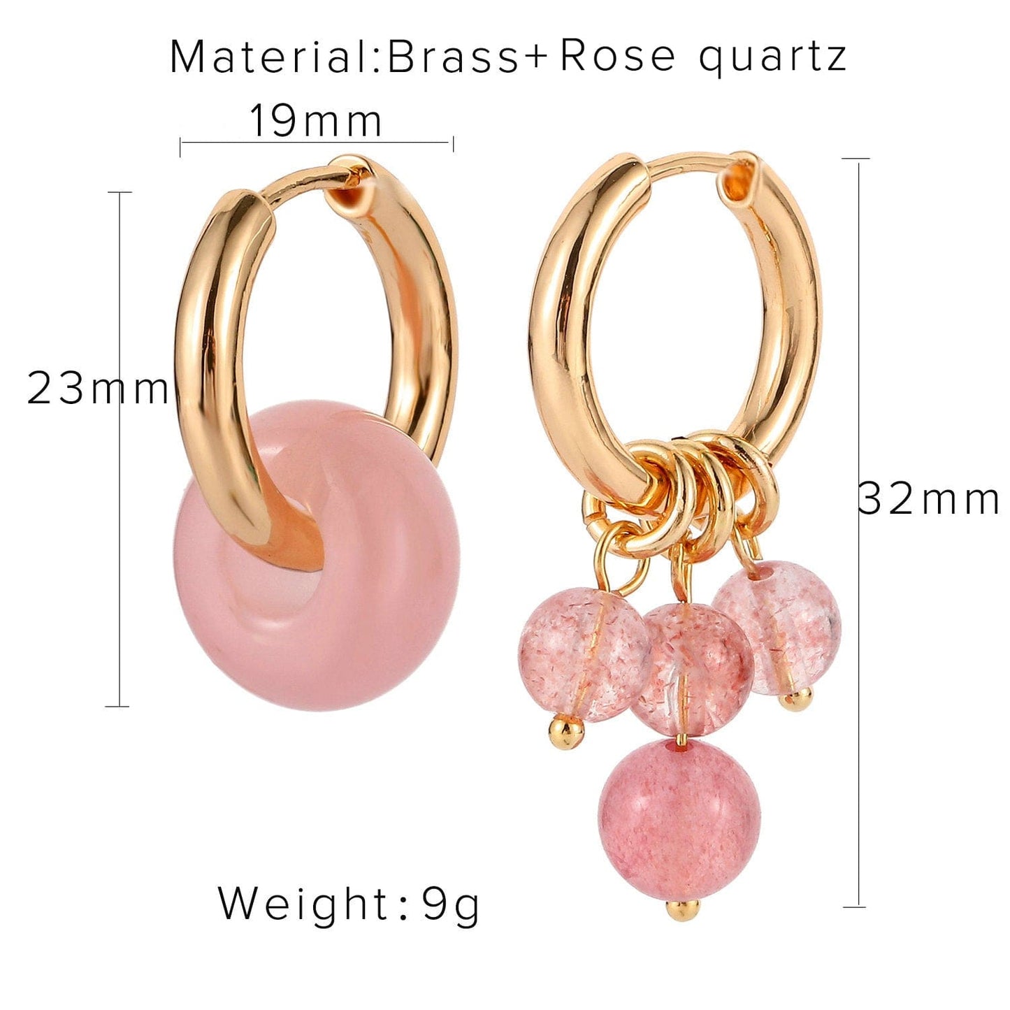 JDH029-watermelon quartz New Youthway Instagram Simple baroque irregular real gold plated freshwater pearl earrings