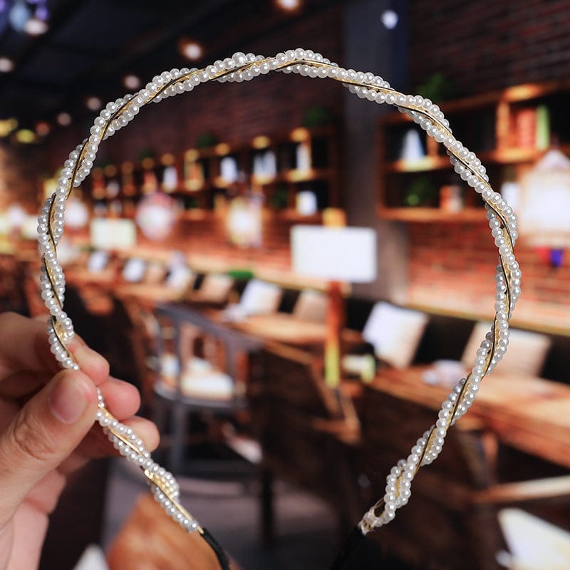 Jepit Rambut Hair Accessories Haar Band Women Korean Simple Braided Pearl Girls Wedding Party Simulated Pearls Hair Band