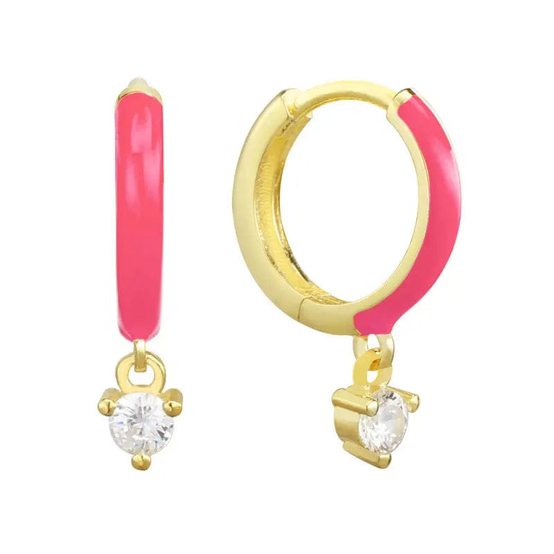 Jewelry Earrings / Ruby Slovehoony 18k Gold Plated Cubic Zirconia Candy Color Huggie Earings 925 Sterling Silver Unique Simple Woman Dangle Earrings