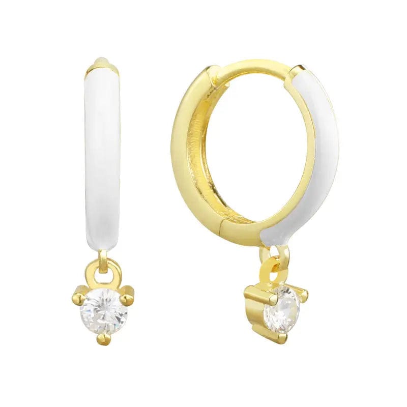 Jewelry Earrings / White Slovehoony 18k Gold Plated Cubic Zirconia Candy Color Huggie Earings 925 Sterling Silver Unique Simple Woman Dangle Earrings