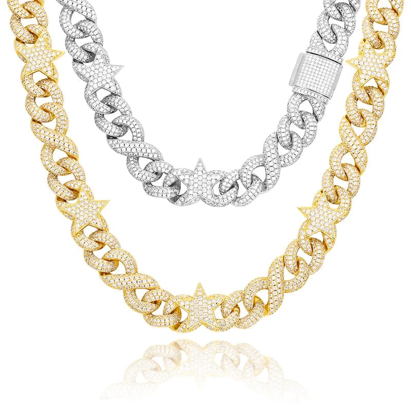 Jewelry Factory Custom 15mm 18K Gold Plated Brass AAAAA CZ Diamond Iced Out Hip Hop Jewelry Cuban Link Chain Necklace