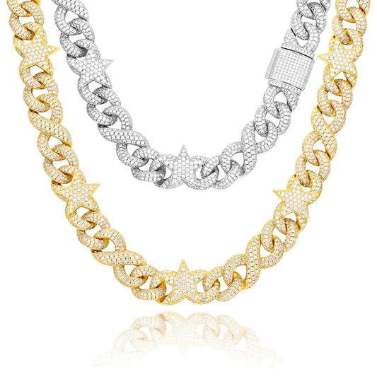 Jewelry Factory Custom 15mm 18K Gold Plated Brass AAAAA CZ Diamond Iced Out Hip Hop Jewelry Cuban Link Chain Necklace