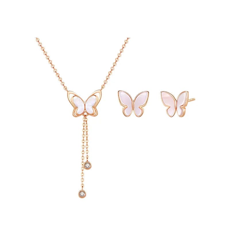 Jewelry set OEM&ODM Butterfly 925 Sterling Sliver Earring Natural Stone Shell Stud Earring Solid 18k Gold Plated Earrings