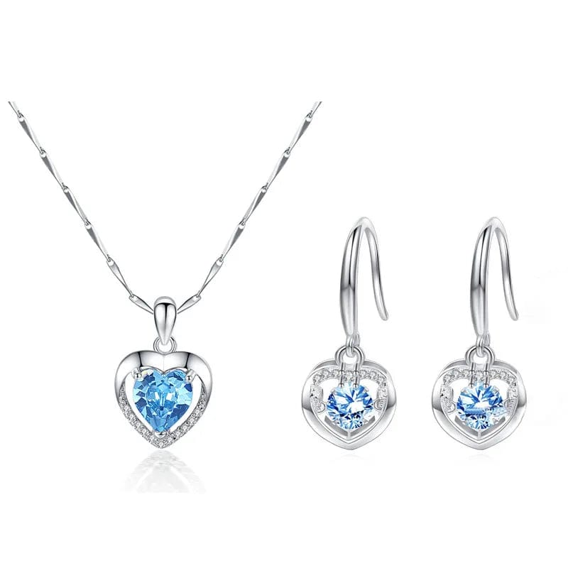 jewelry set OEM&ODM  Vana Jewelry Crocheted Earrings Dancing Heartbeat Blue Cubic Zirconia Stud Earring