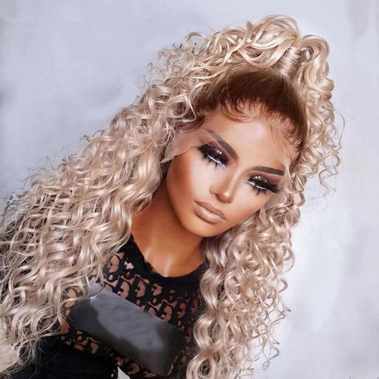 Jewish Hair Wig Vendor Quality Ash Blonde Color Water Wave Virgin Cuticle Aligned Hair HD Lace Front Wigs