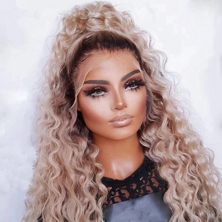 Jewish Hair Wig Vendor Quality Ash Blonde Color Water Wave Virgin Cuticle Aligned Hair HD Lace Front Wigs