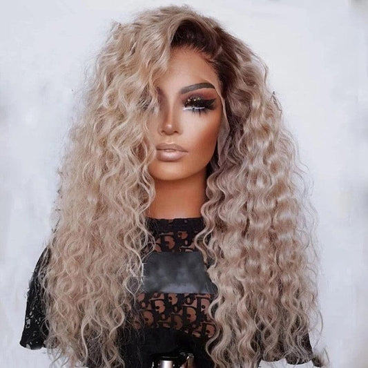 Jewish Hair Wig Vendor Quality Ash Blonde Color Water Wave Virgin Cuticle Aligned Hair HD Lace Front Wigs