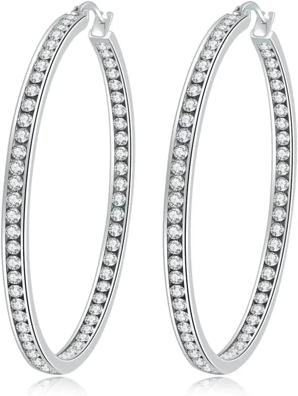 JJ Inspiration Pink Blue Full Crystal Large Hoop Earring Jack and Jill Women Big Hoop Earrings Jewelry