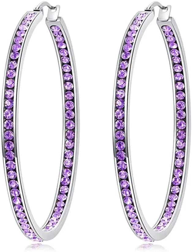 JJ Inspiration Pink Blue Full Crystal Large Hoop Earring Jack and Jill Women Big Hoop Earrings Jewelry