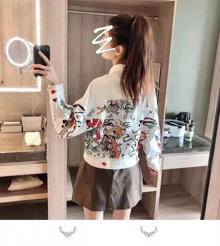 JL23751 Women Casual Clothing White Jean Jacket Women Casual Short Jacket White Denim Jacket