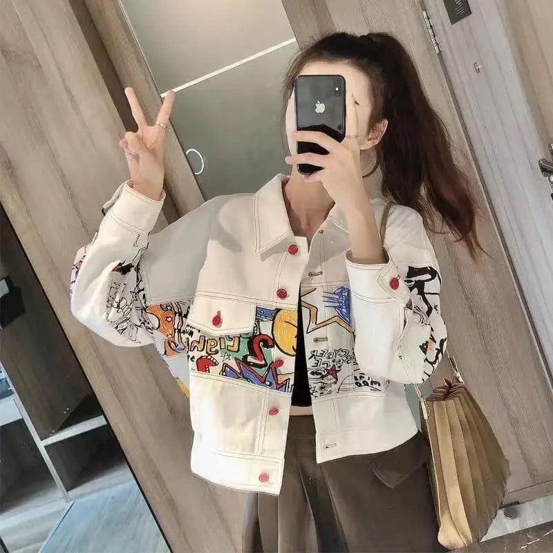 JL23751 Women Casual Clothing White Jean Jacket Women Casual Short Jacket White Denim Jacket